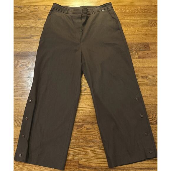 HUGO BOSS Womens Tapika Ankle Trousers Size 12 Dark Brown Stretch Cotton - Picture 3 of 16